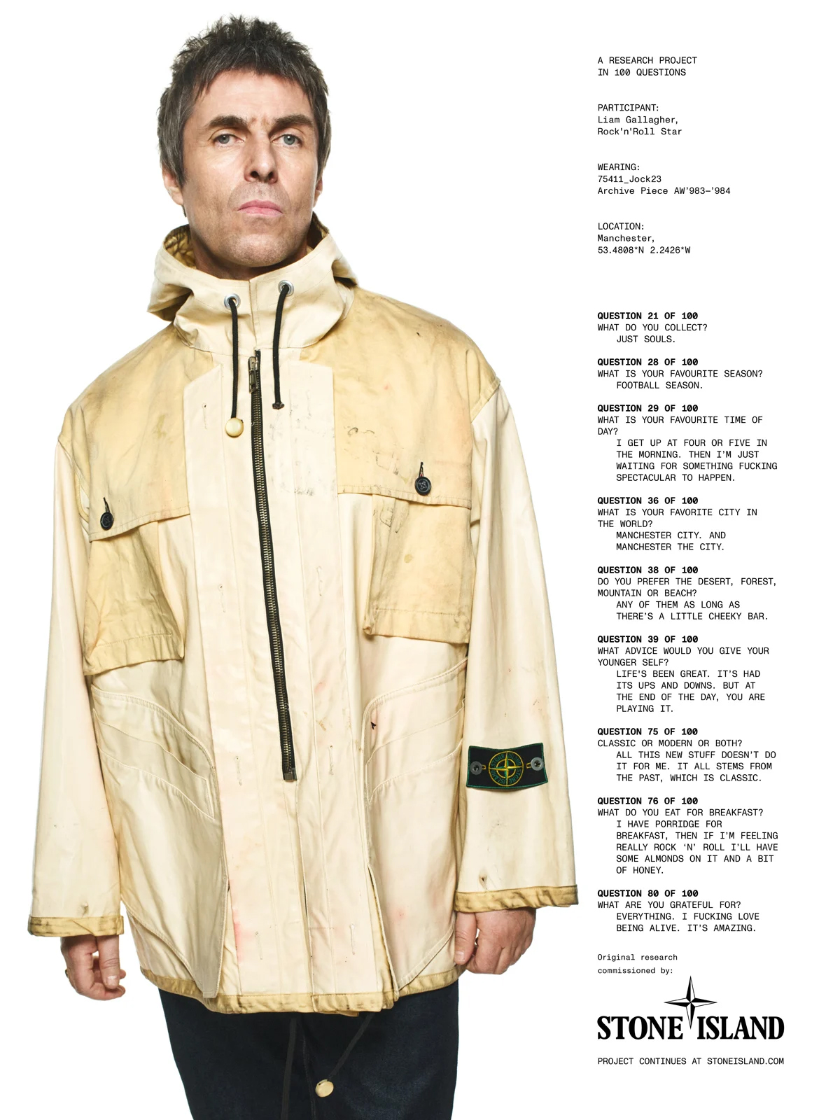 Stone Island Liam Gallagher OASIS Campaign